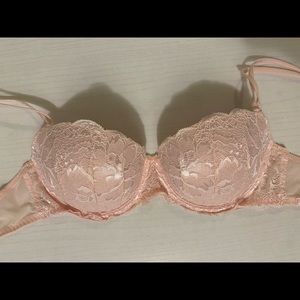 Victoria’s Secret PINK Push-Up light pink lace bra, size 32C.
